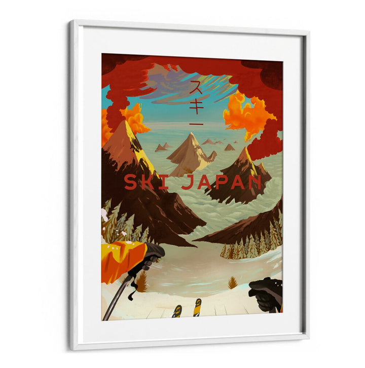 Stunning SKI JAPAN, JAPANESE PAINTINGS artwork showcasing beautiful slopes and vibrant colors for winter sports lovers.