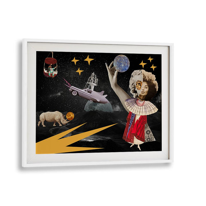 LUNA, SURREAL ART PRINTS features vibrant collage art, blending modern aesthetics with imaginative themes for unique decor.