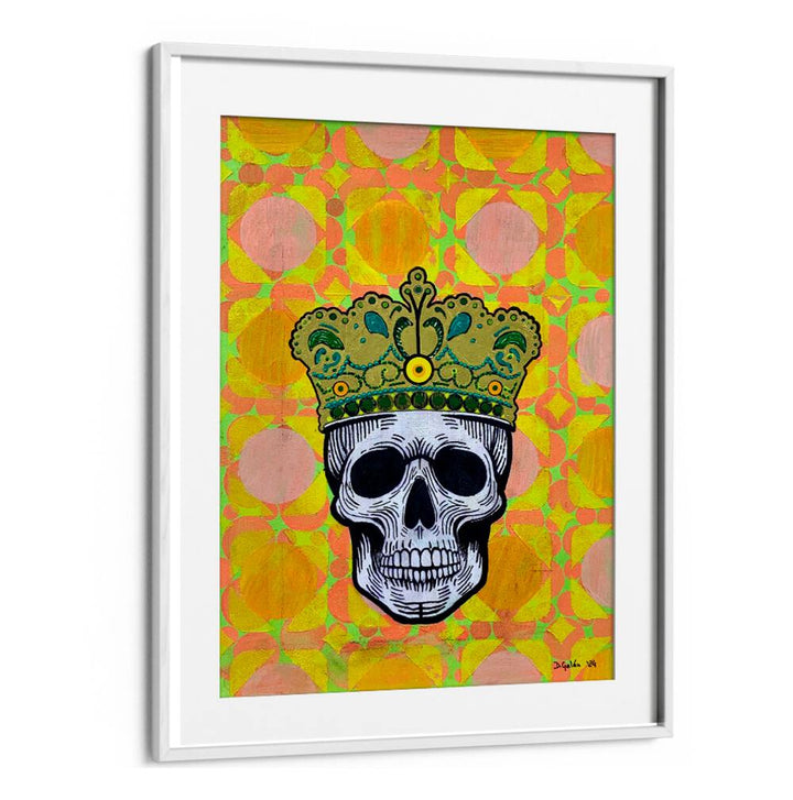 MEMENTO MORI 5.0, POP ART PAINTINGS showcases a vibrant skull crowned with a decorative crown, blending art and philosophy.