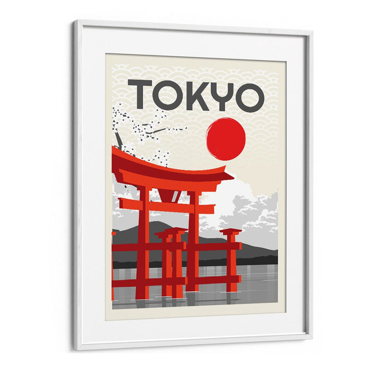 Artistic depiction of a torii gate and sun in TOKYO SUN, JAPANESE PAINTINGS showcasing Tokyo's vibrant energy.