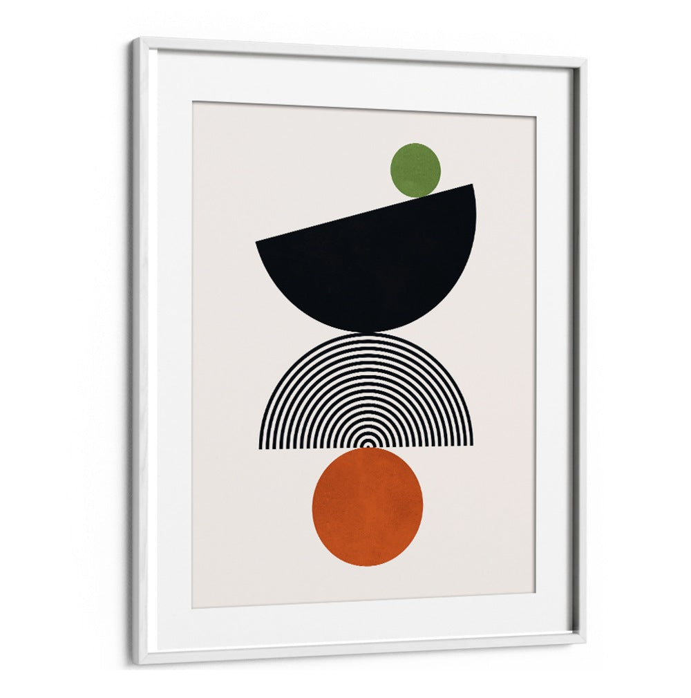 Framed BALANCE III, GEOMETRIC ART PRINTS showcasing harmonious shapes for mindfulness and focus enhancement.