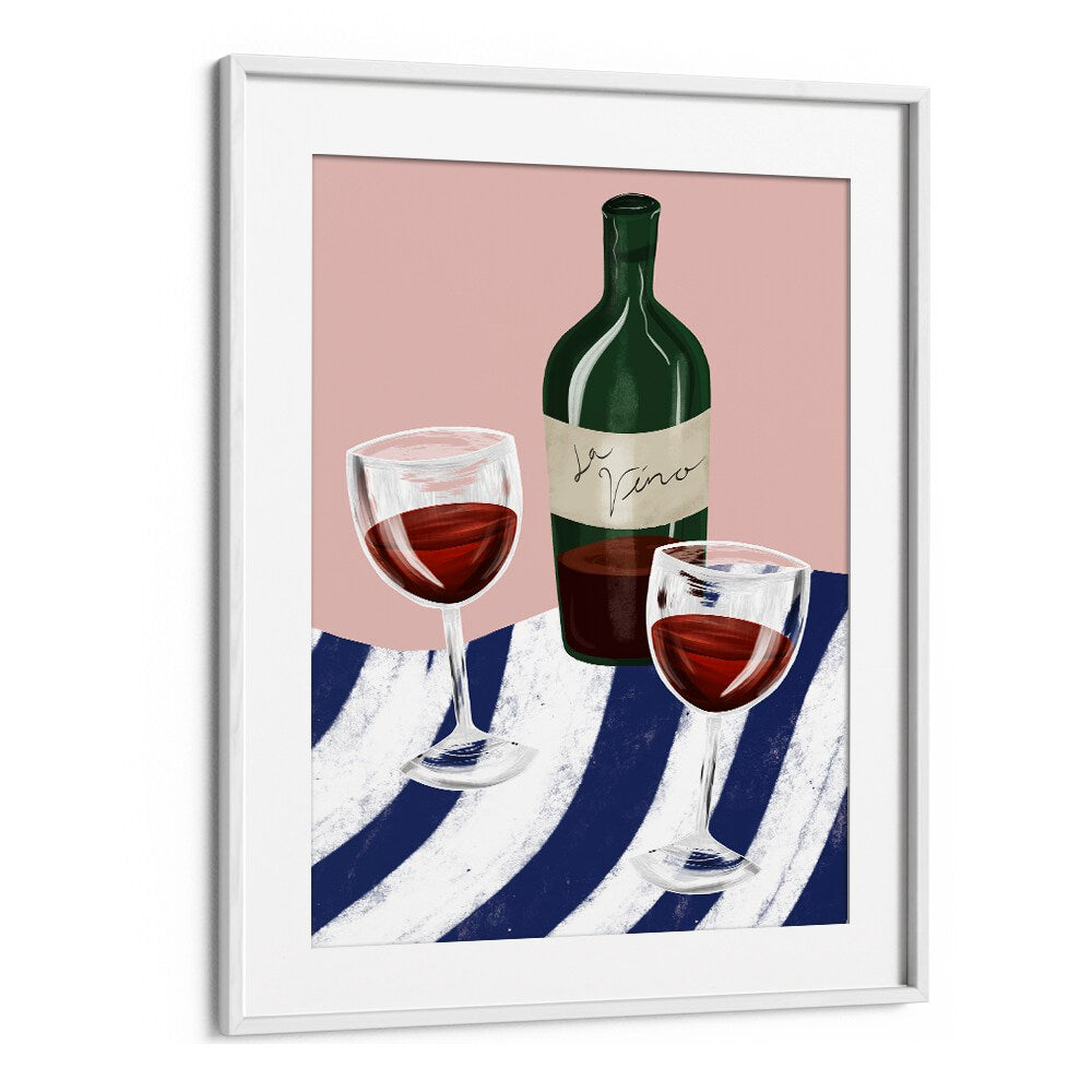 WINE TIME, BAR & CAFE ART features a vibrant design with wine glasses and a bottle, perfect for any wine lover's decor.