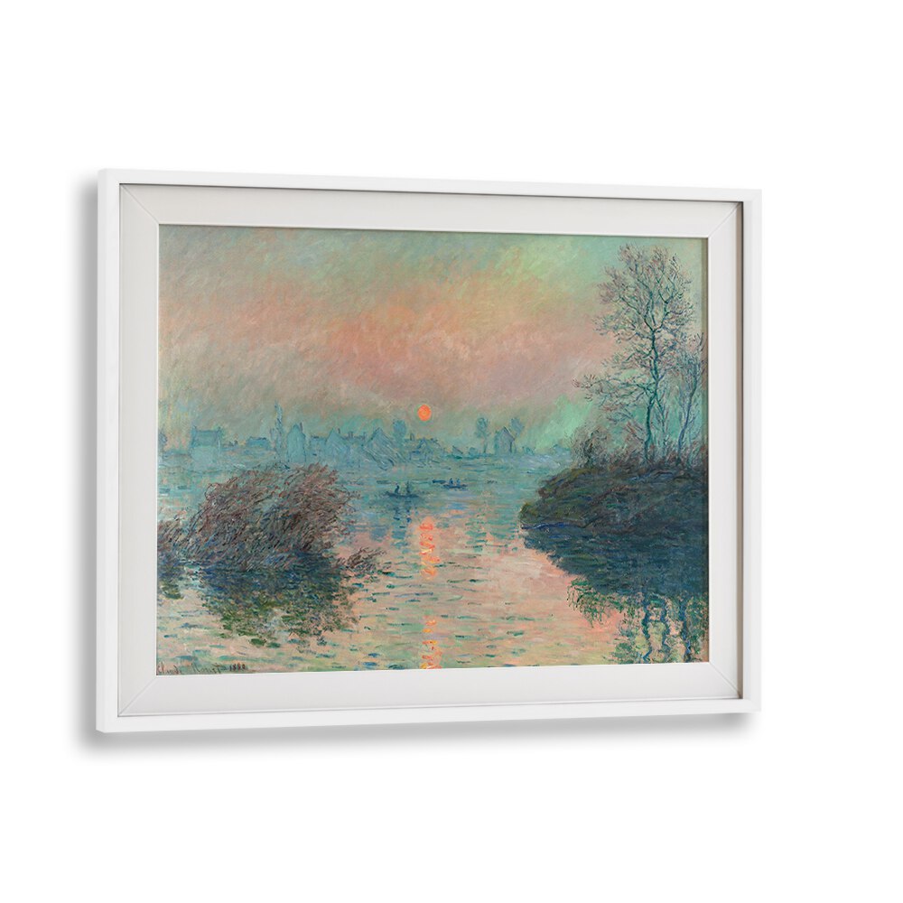 SUN SETTING ON THE SEINE AT LAVACOURT (1880) , VINTAGE PAINTINGS