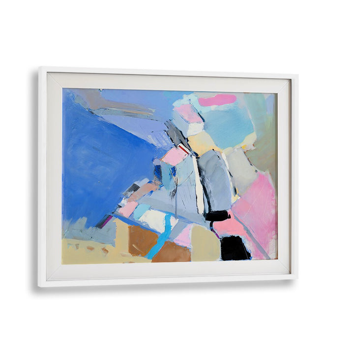 Colorful abstract painting titled "SEA TOWN, ABSTRACT PAINTINGS," perfect for beach lovers and water enthusiasts.