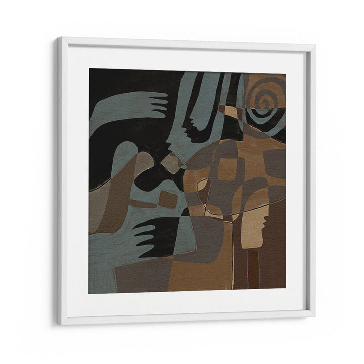 Modern abstract artwork featuring intertwined forms in earthy tones, showcasing ESSENCE IV, ABSTRACT PAINTINGS.