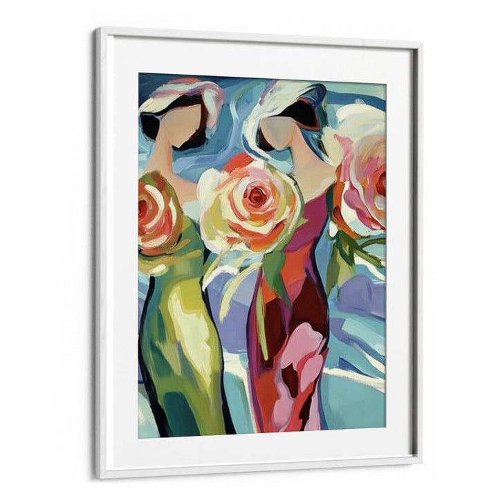 Stunning TWO WOMEN WITH ROSES artwork celebrates feminine beauty and friendship, adding elegance to any space.