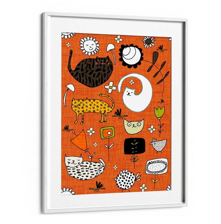 Colorful SPRING CAT ORANGE, KIDS ROOM PAINTINGS, perfect for adding fun and charm to your child's space.