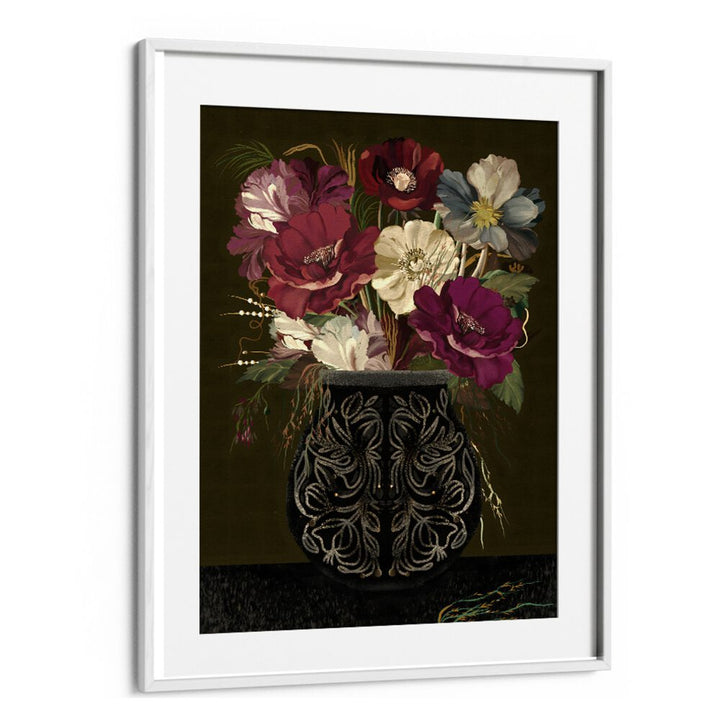 Stunning VINTAGE BOUQUET, FLORAL FLOWER PAINTINGS featuring dried flowers in an elegant pot, perfect for timeless decor.