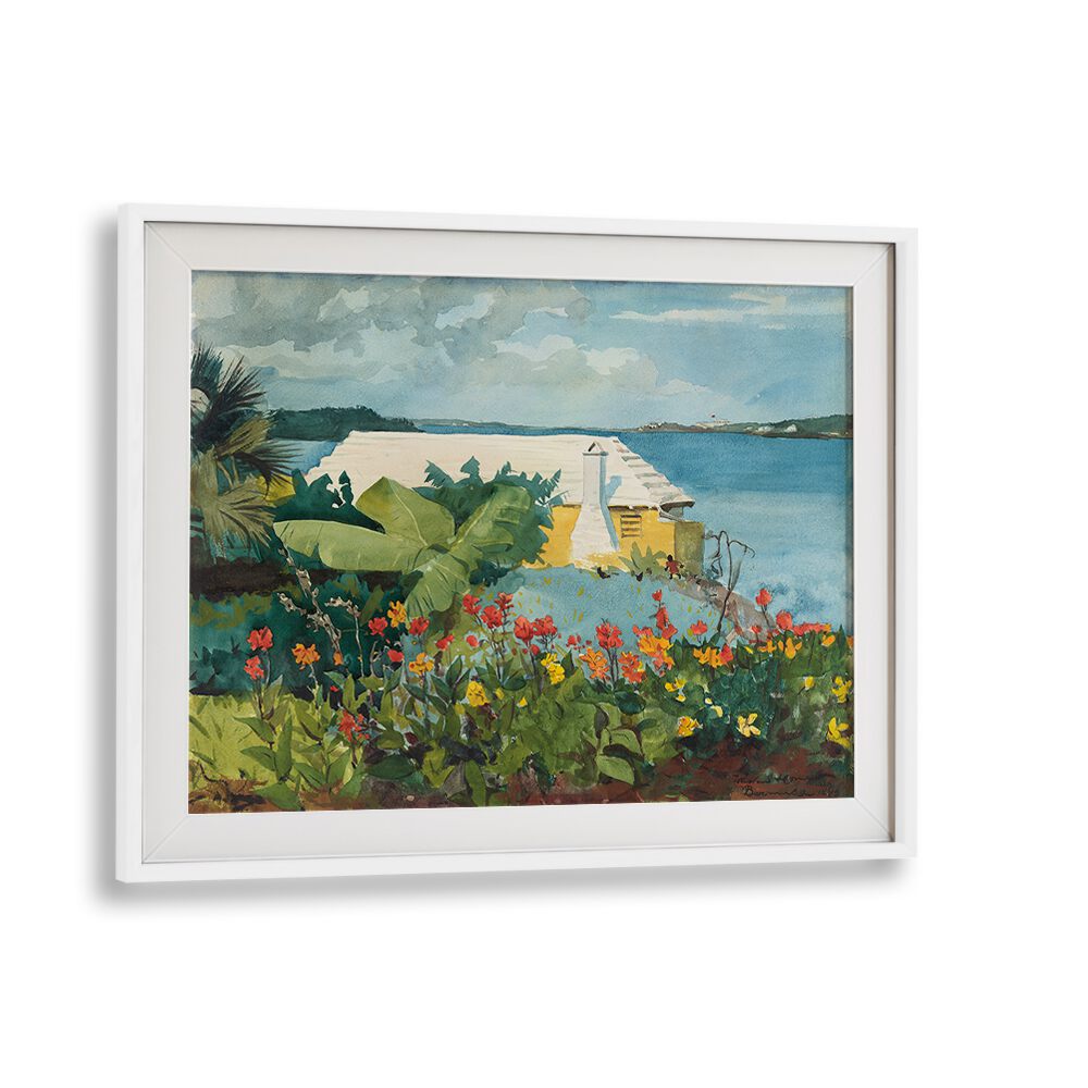 FLOWER GARDEN AND BUNGALOW, BERMUDA (1899)  , VINTAGE PAINTINGS