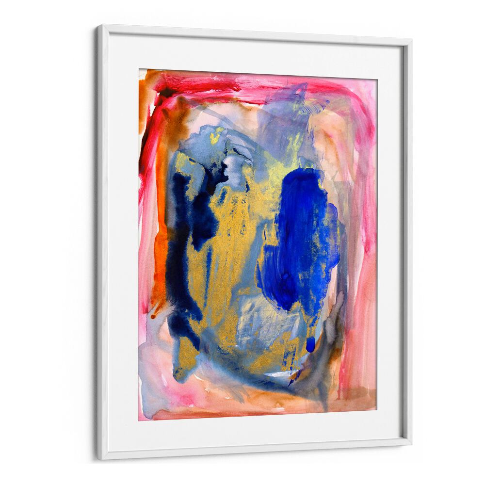 Colorful abstract artwork titled "PASSION I , ABSTRACT PAINTINGS" featuring vibrant hues and expressive brushstrokes.