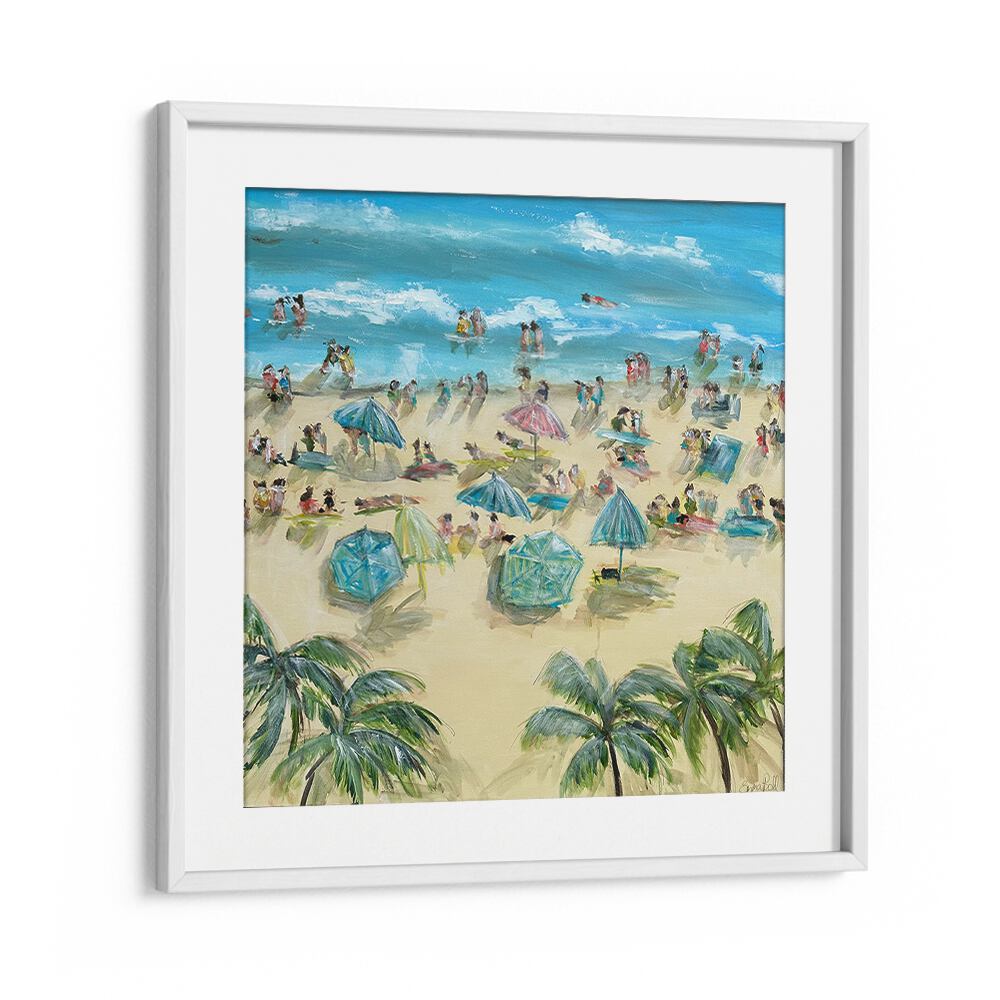Vibrant BEACHSIDE BLISS, BEACH PAINTINGS capturing a lively beach scene perfect for coastal home decor.