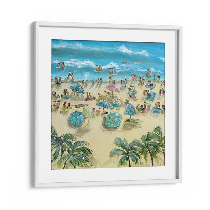 Vibrant BEACHSIDE BLISS, BEACH PAINTINGS capturing a lively beach scene perfect for coastal home decor.