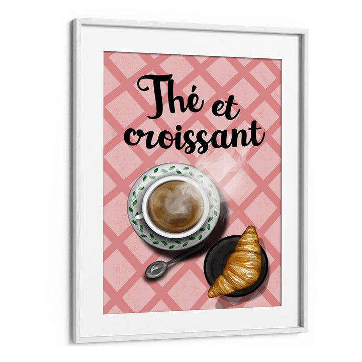 Framed café art featuring a croissant and coffee, celebrating THE ET CROISSANT , BAR aesthetic.