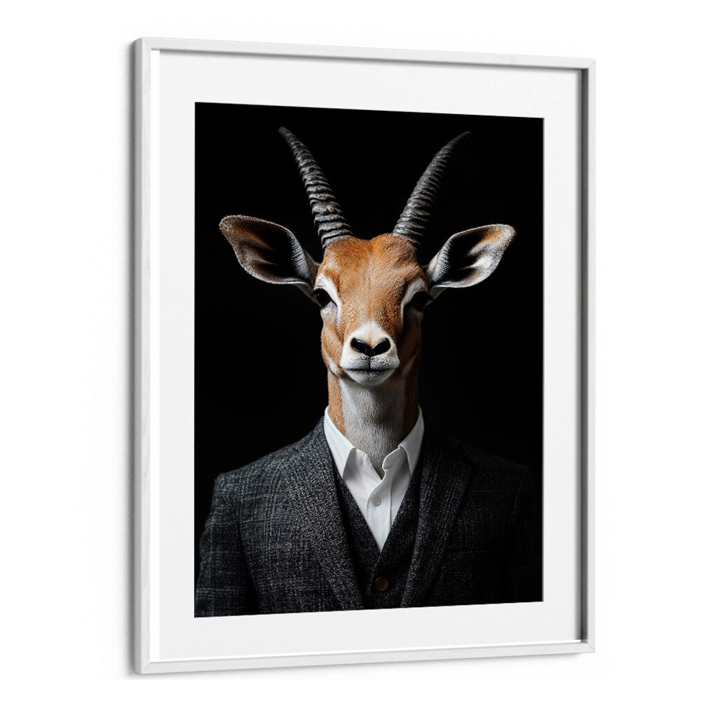 WILD SUITS - ANTELOPE, ANIMAL PAINTINGS showcases a striking antelope in a stylish suit, blending art and fashion.