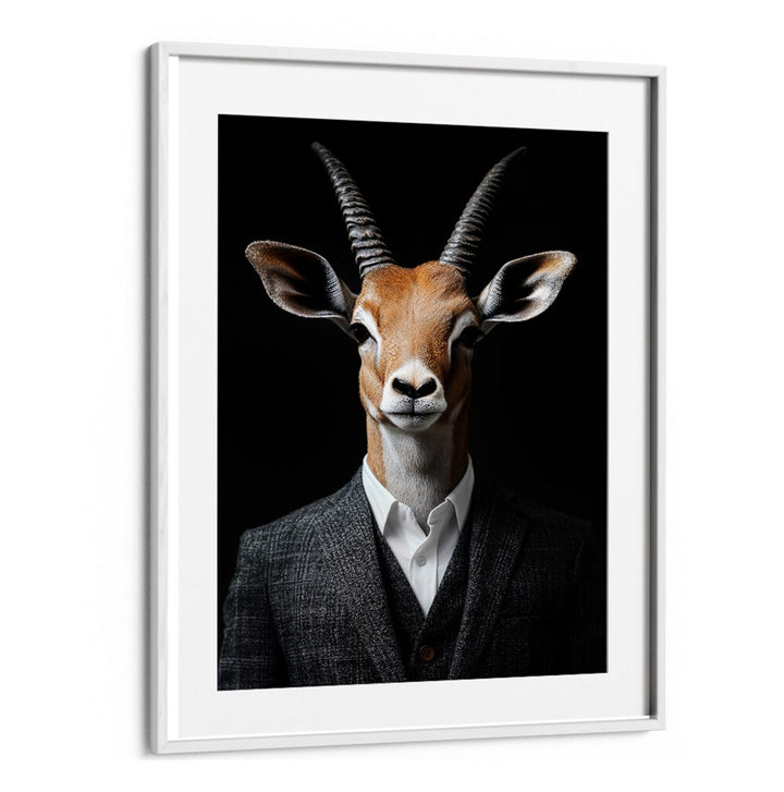 WILD SUITS - ANTELOPE, ANIMAL PAINTINGS showcases a striking antelope in a stylish suit, blending art and fashion.