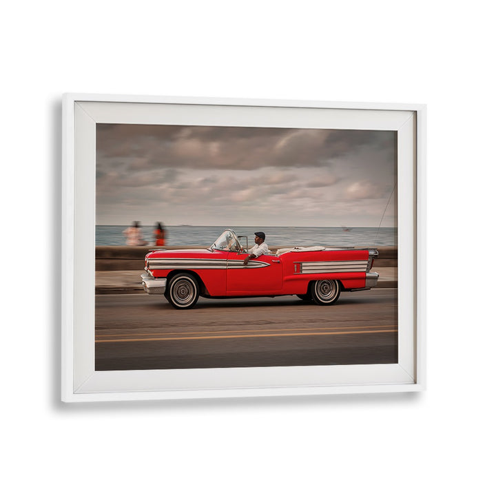 Vibrant street scene featuring a classic car, showcasing MALECON IX, PHOTOGRAPHY PRINTS that capture urban life.