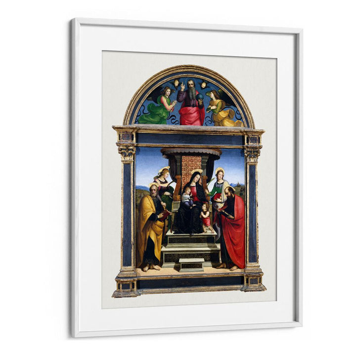 MADONNA AND CHILD ENTHRONED WITH SAINTS (1503-1505) BY RAPHAEL RAFFAELLO , VINTAGE PAINTINGS