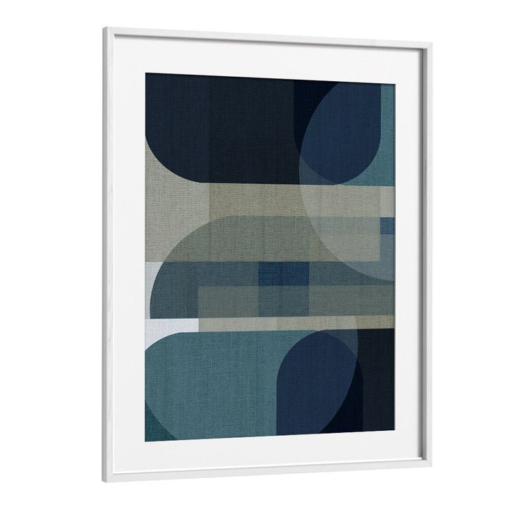 Stunning WOVEN BLUE LAYERS III, GEOMETRIC ART PRINTS featuring abstract shapes and rich blue tones for modern decor.