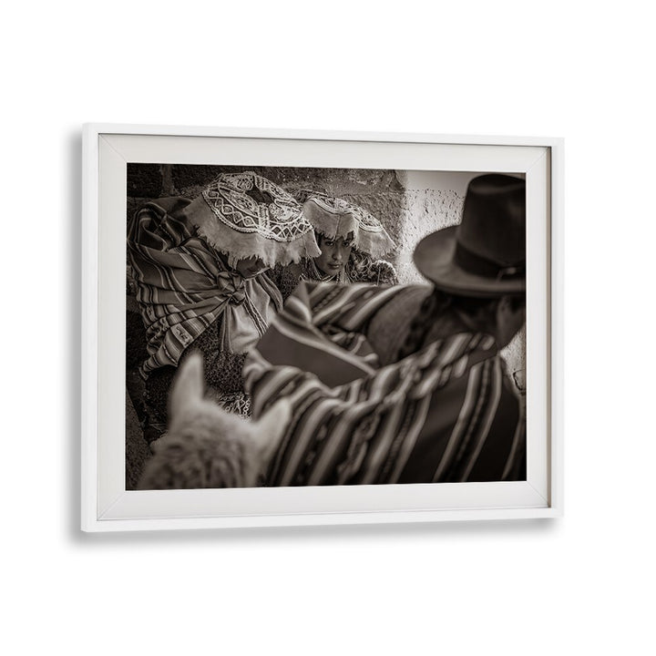 Black and white CUSCO STREET IV, PHOTOGRAPHY PRINTS showcasing vibrant street life and cultural heritage in Cusco.