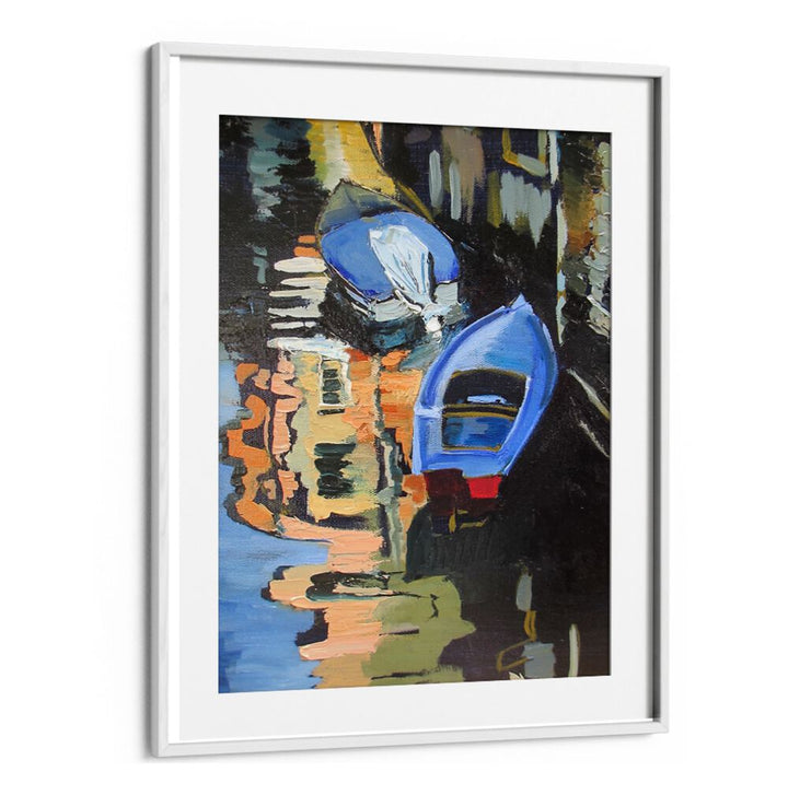BOATS ON THE CANAL , BEACH PAINTINGS