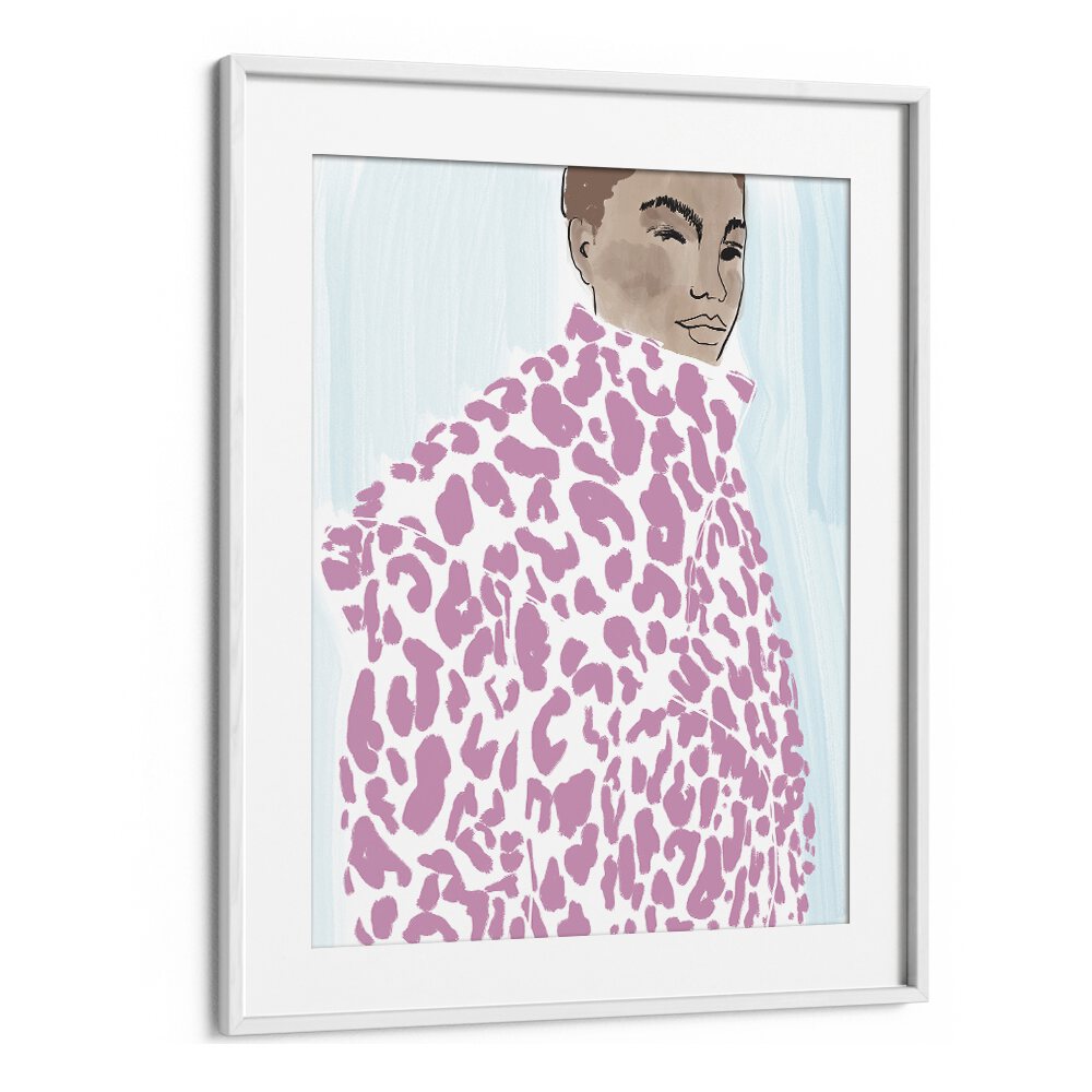 Stylish PINK COAT, PORTRAITS & FIGURATIVE ILLUSTRATIONS showcasing vibrant artistry and human form elegance.