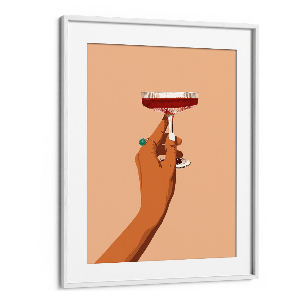 A HAND HOLDING A GLASS OF RED WINE , BAR & CAFE ART