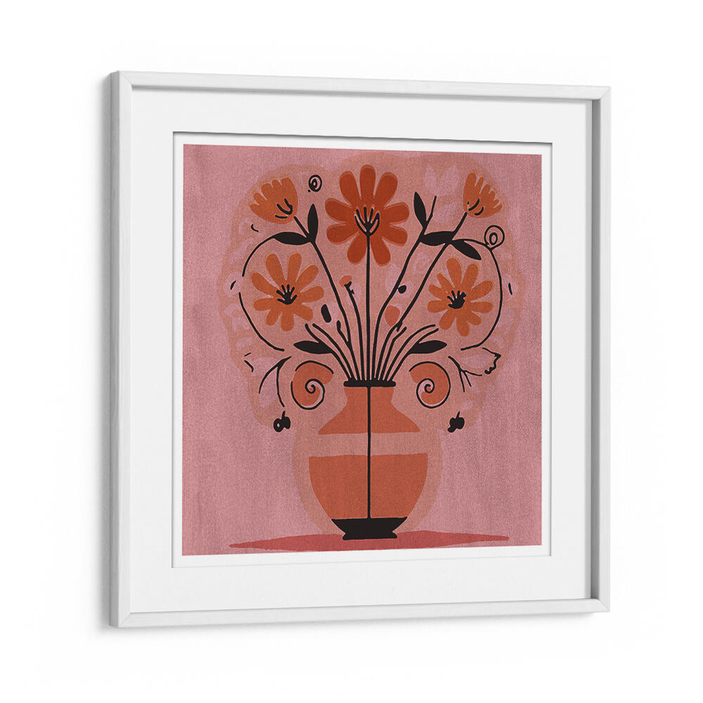 ABSTRACT FLOWERS IN A VAS , FLORAL FLOWER PAINTINGS