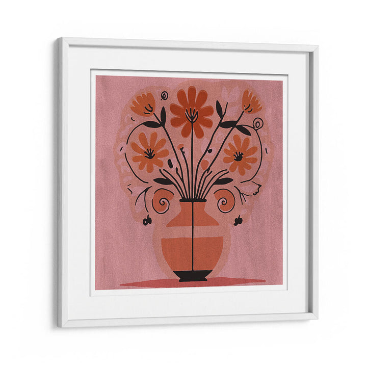 ABSTRACT FLOWERS IN A VAS , FLORAL FLOWER PAINTINGS