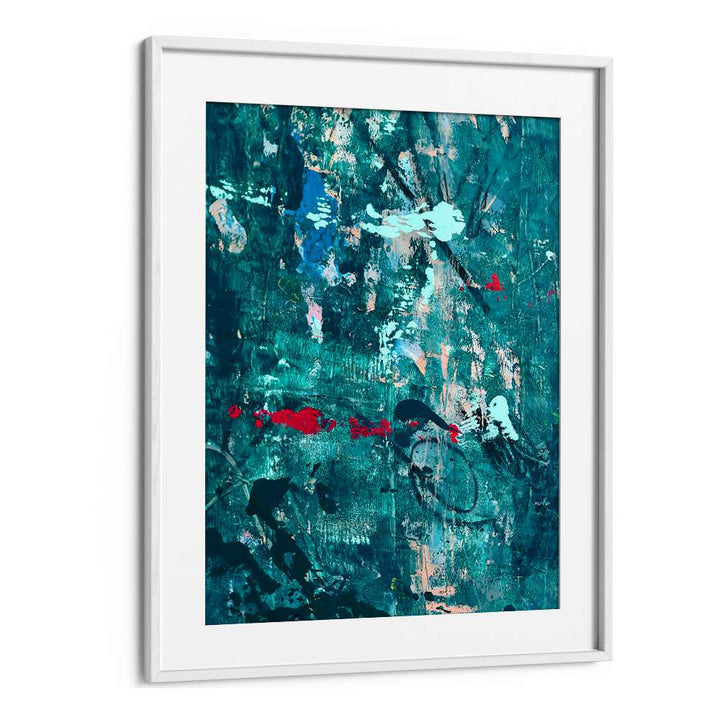 Stunning A SOLITUDE, ABSTRACT PAINTINGS featuring deep teal tones, perfect for modern home or office decor.