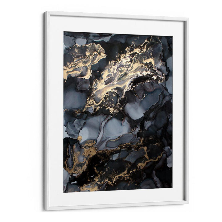 Stunning BLACK STORM, ABSTRACT PAINTINGS featuring dark hues and gold accents, perfect for elegant decor.