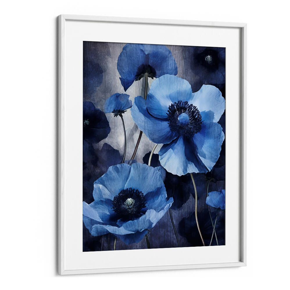 BLUE FLOWERS IV , FLORAL FLOWER PAINTINGS