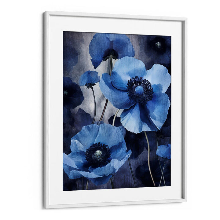 BLUE FLOWERS IV , FLORAL FLOWER PAINTINGS