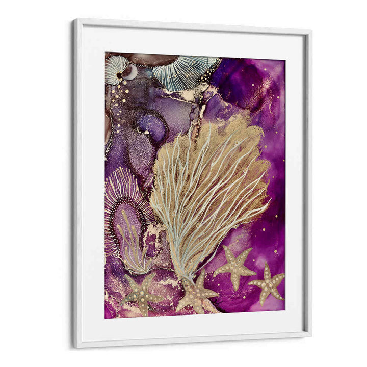 Vibrant Blushing Reef Beach Paintings featuring coral and starfish, perfect for a serene coastal home decor.