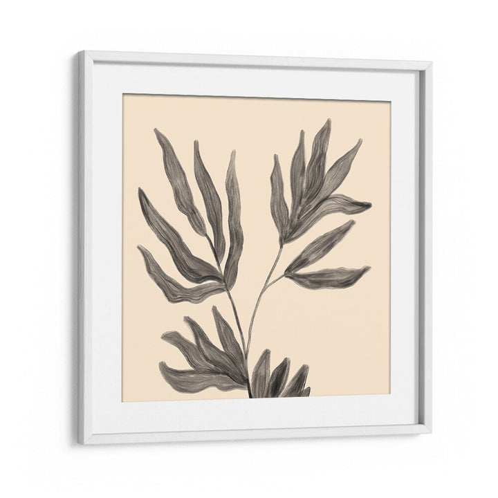 Elegant BOTANICAL ABSTRACT III, FLORAL FLOWER PAINTINGS featuring delicate leaves, perfect for modern home decor.