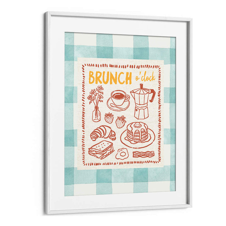 BRUNCH O CLOCK ON GREEN CHECKS , BAR & CAFE ART