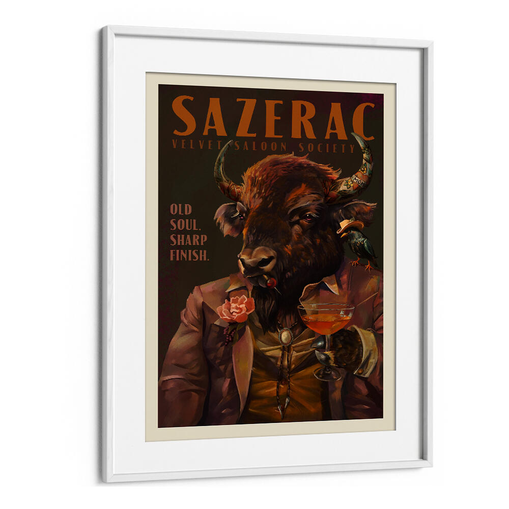 BUFFALO DRINKING SAZERAC , BAR & CAFE ART