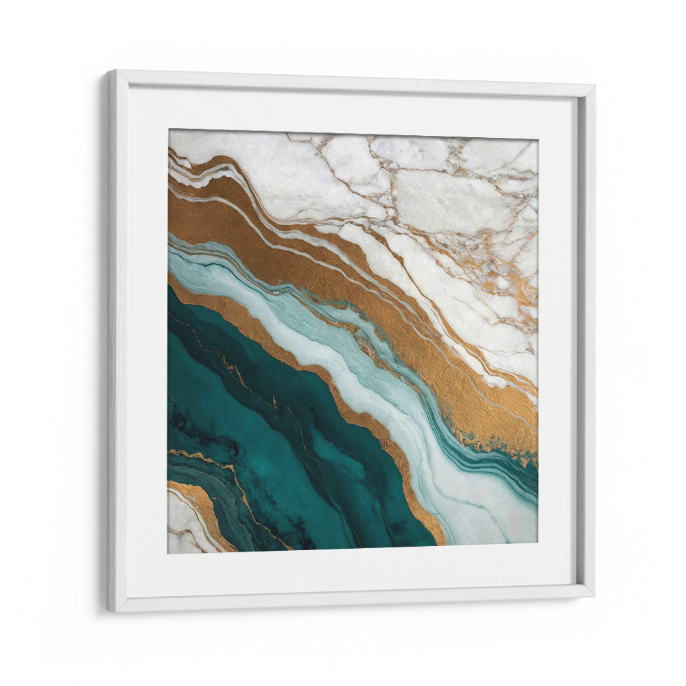 Stunning GOLDEN VEIN WAVES, ABSTRACT PAINTINGS, featuring elegant gold and teal hues, perfect for modern decor.