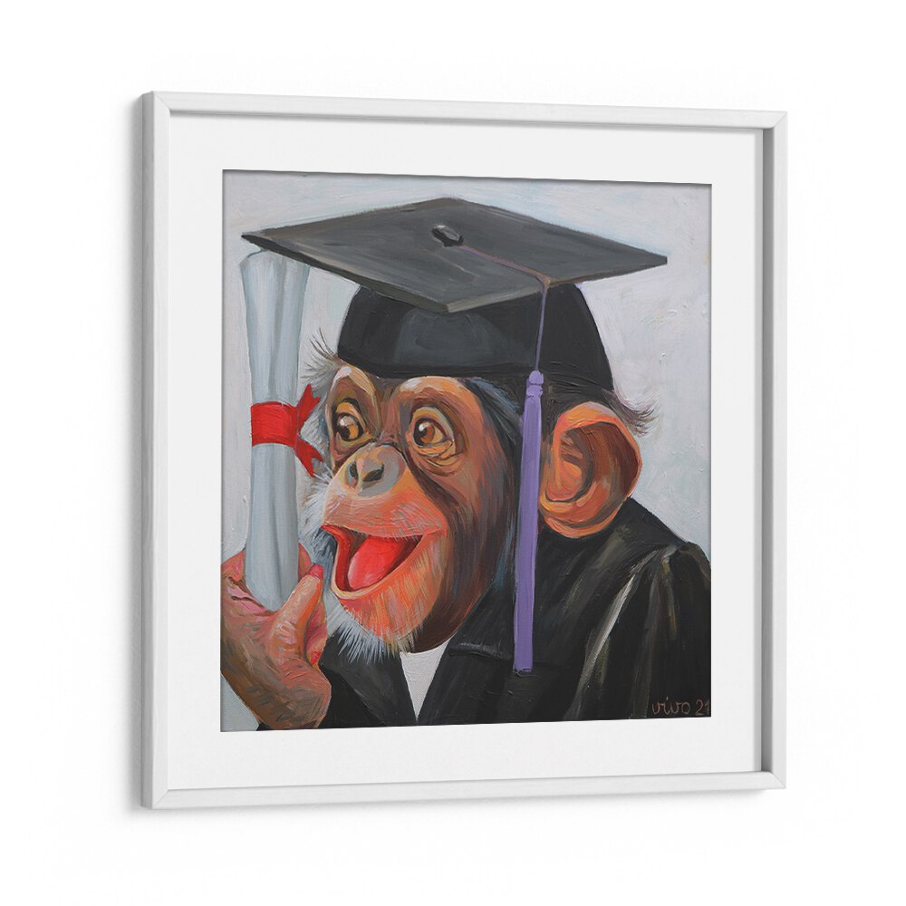 Celebrate success with our CHIMP GRADUATION DAY, COMIC POSTERS featuring a joyful graduate chimp. Perfect for comic fans!