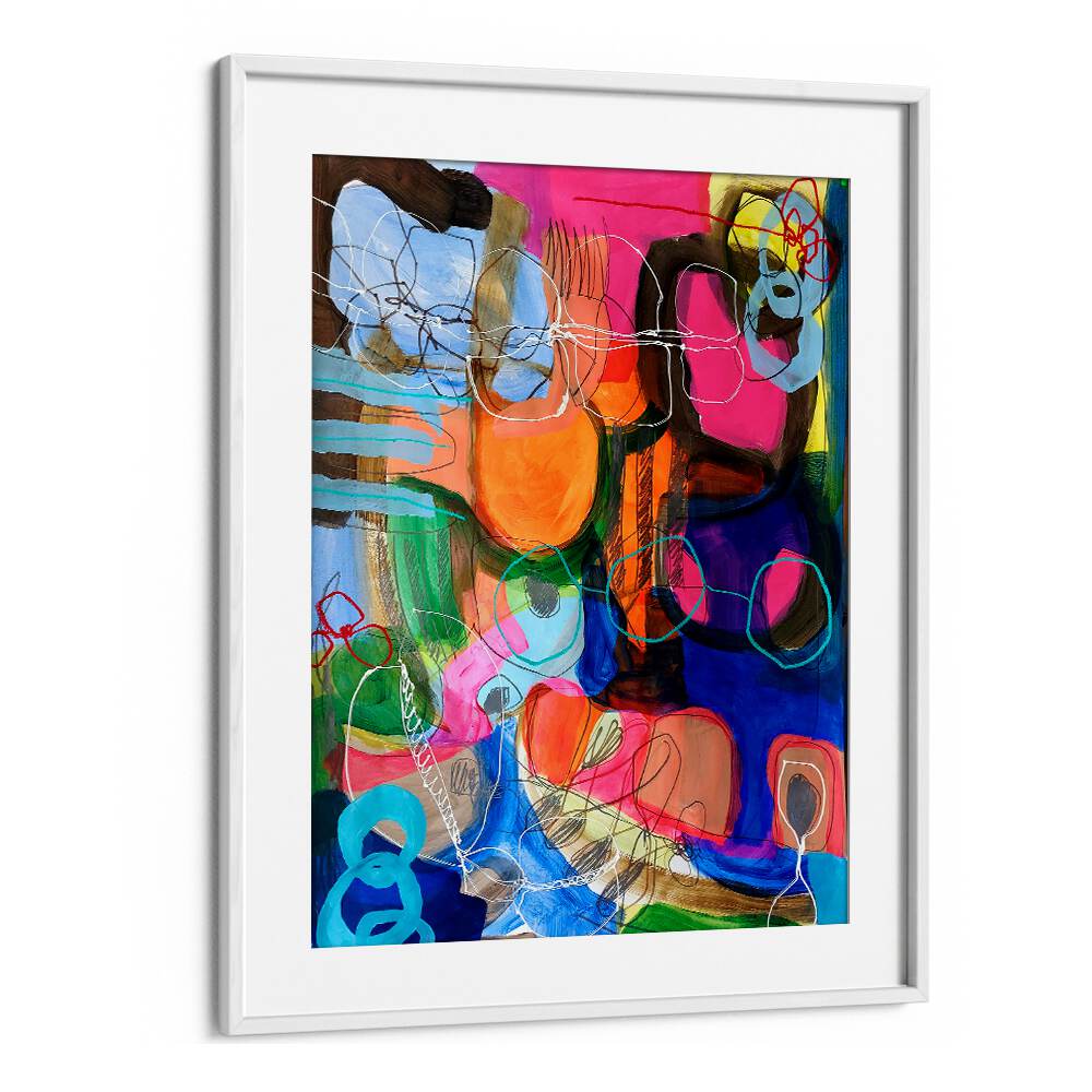 Vibrant colors and dynamic shapes define COMPOSITION FOR A SUNDAY MORNING II, ABSTRACT PAINTINGS for modern decor.