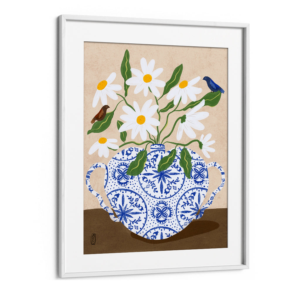 DAISIES IN BLUE TEAPOT