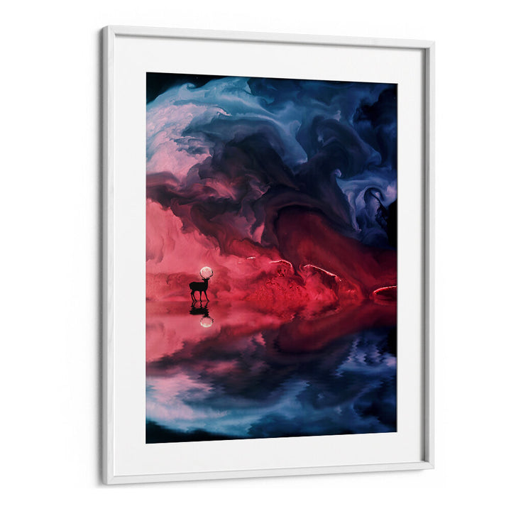 DEER MOON ABSTRACT , SURREAL ART PRINTS