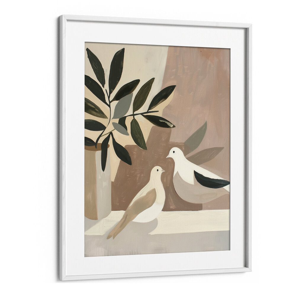 DOVES ON PATIO , BOHO ART PAINTINGS