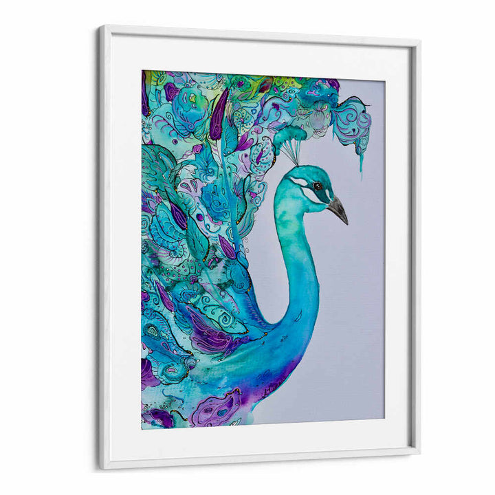 Captivating EMERALD PEACOCK, ANIMAL PAINTINGS, showcasing vibrant colors and majestic elegance for any art collection.