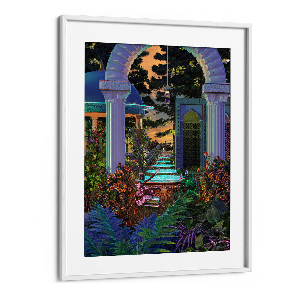 EXOTIC GARDEN FOUNTAIN SUNSET