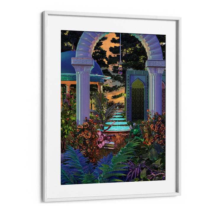 EXOTIC GARDEN FOUNTAIN SUNSET