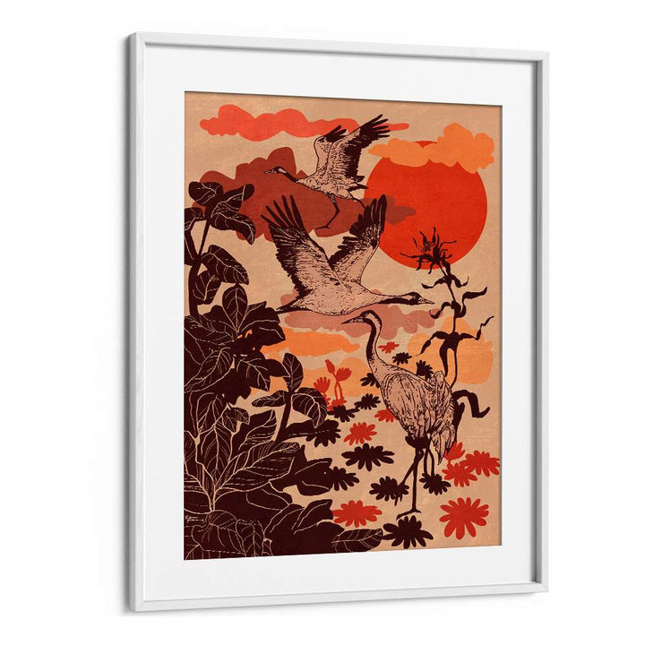 FLYING CRANES TROPICAL SUNSET