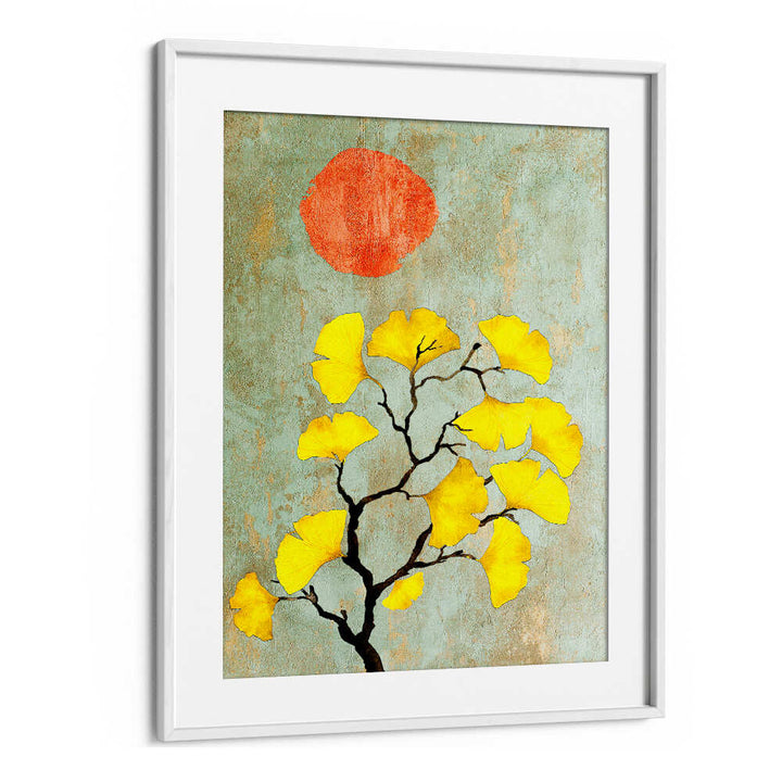 GINKO BILOBA AND SUN , FLORAL ,FLORAL FLOWER PAINTINGS