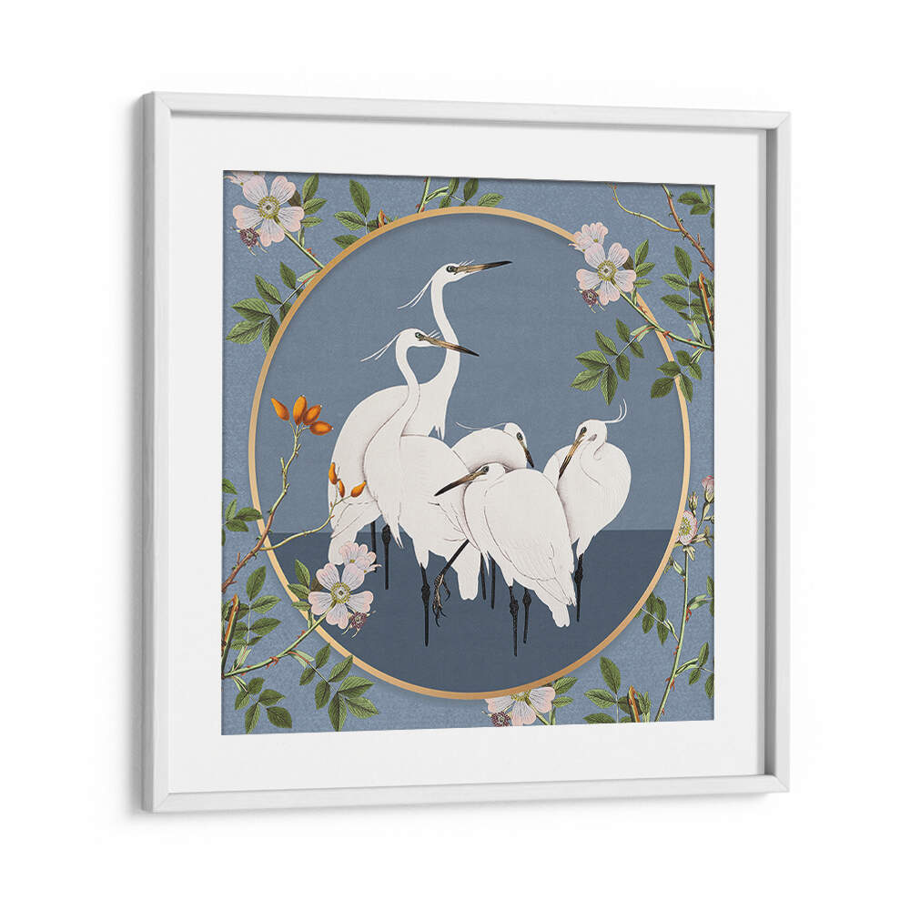 GRACEFUL EGRETS' ELEGANCE , ANIMAL PAINTINGS