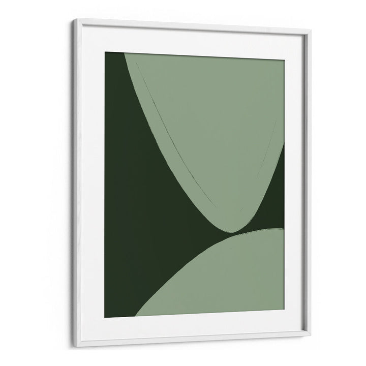 GREEN CURVED SHAPES , ABSTRACT PAINTINGS