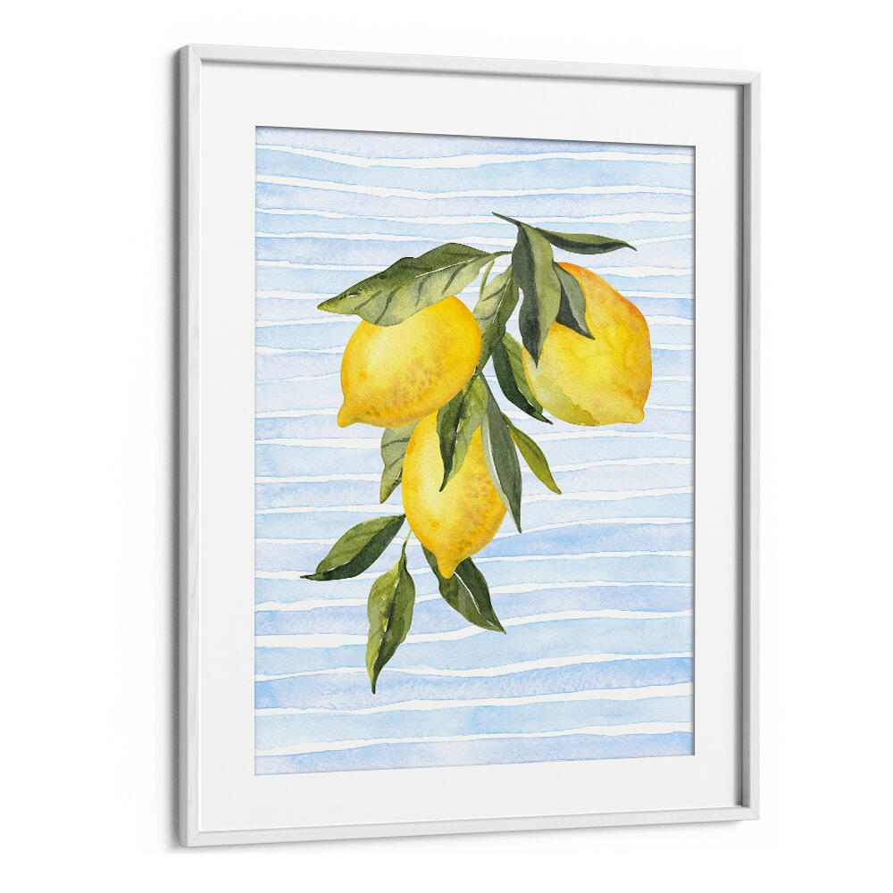 LEMONS ON STRIPES WATERCOLOR , KITCHEN POSTERS
